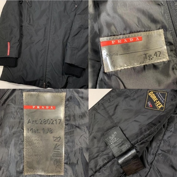 Prada sport black jacket parka fur lined raccoon hood - Picture 2 of 4